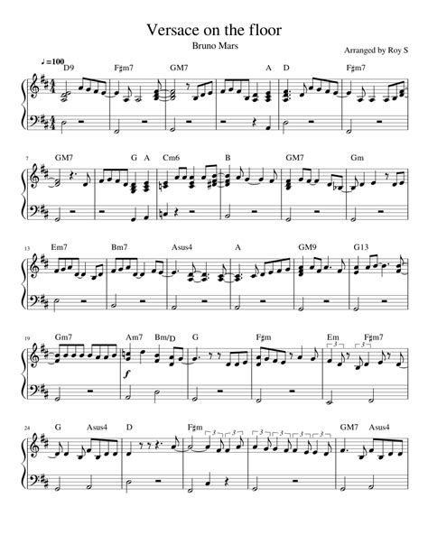 Versace piano sheet music